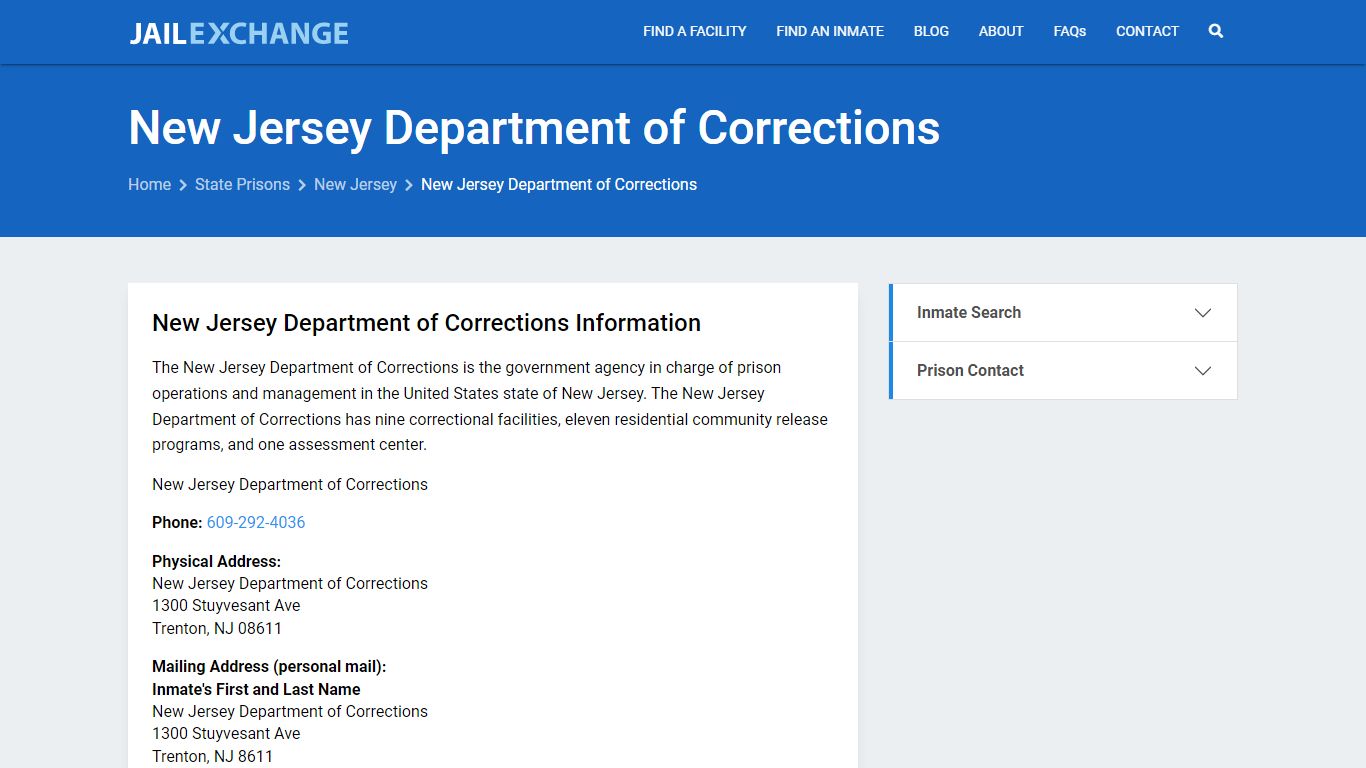 New Jersey Department of Corrections Inmate Search, NJ - Jail Exchange